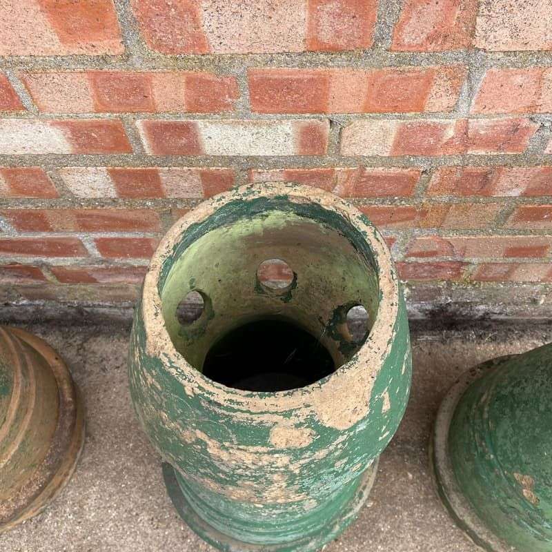 Vintage Early 20thC Stone Chimney Pots Planters Great Patina Aged