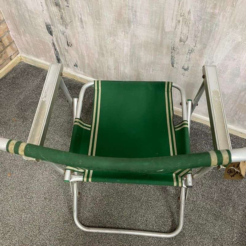 Vintage Retro Aluminium Framed Garden Chair Green Fabric