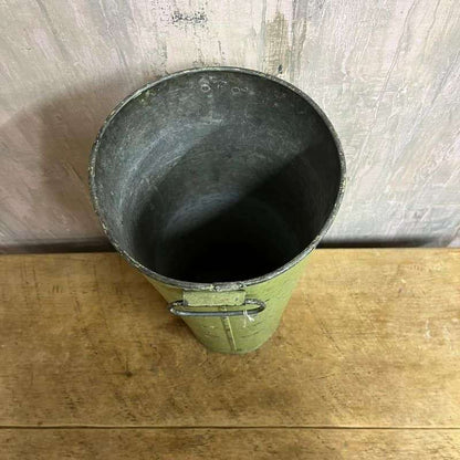 Vintage Green Galvanised Florist Flower Pot Vase With Handles