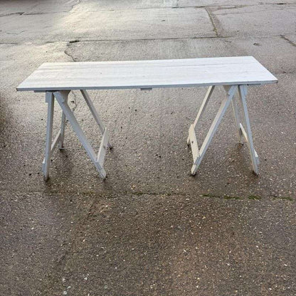 Rustic 3 Plank Wooden Trestle Kitchen Dining Table Shop Display Hospitality