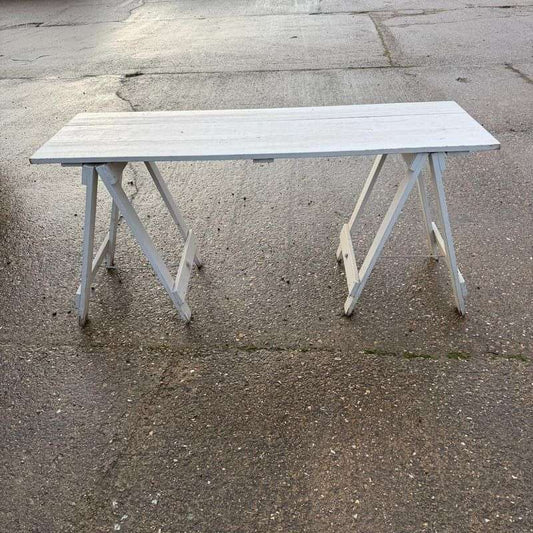 Rustic 3 Plank Wooden Trestle Kitchen Dining Table Shop Display Hospitality