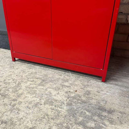 Modern Red Metal Wardrobe High Gloss Shelf Hanging Rail Locker Style