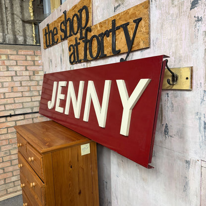 Vintage Metal Pub Sign “JENNY” Cambridge Pub Jenny Wren Breweriana