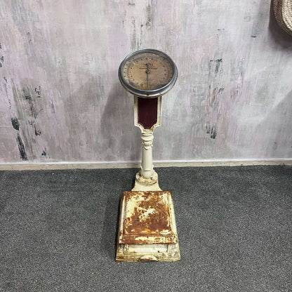 Vintage Salter Model 218 Iron Shop Scales Cream Great Rusted Patina
