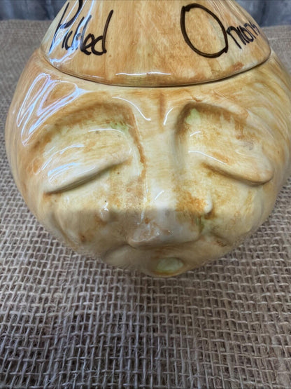 Vintage Toni Raymond Onion Preserve Jar Onion Face With Lid 1950s