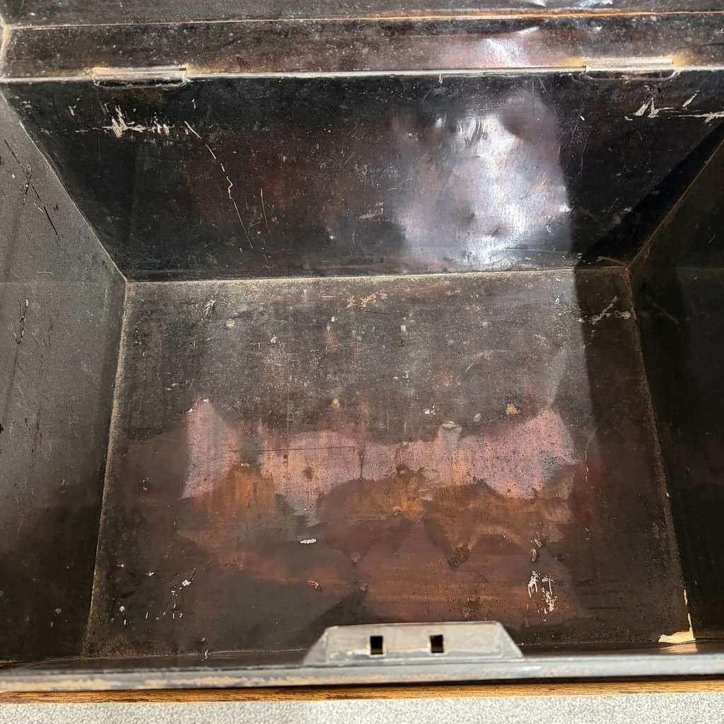 Vintage Solicitors Black Metal Deed Chest Side Handles Side Coffee Table Toys