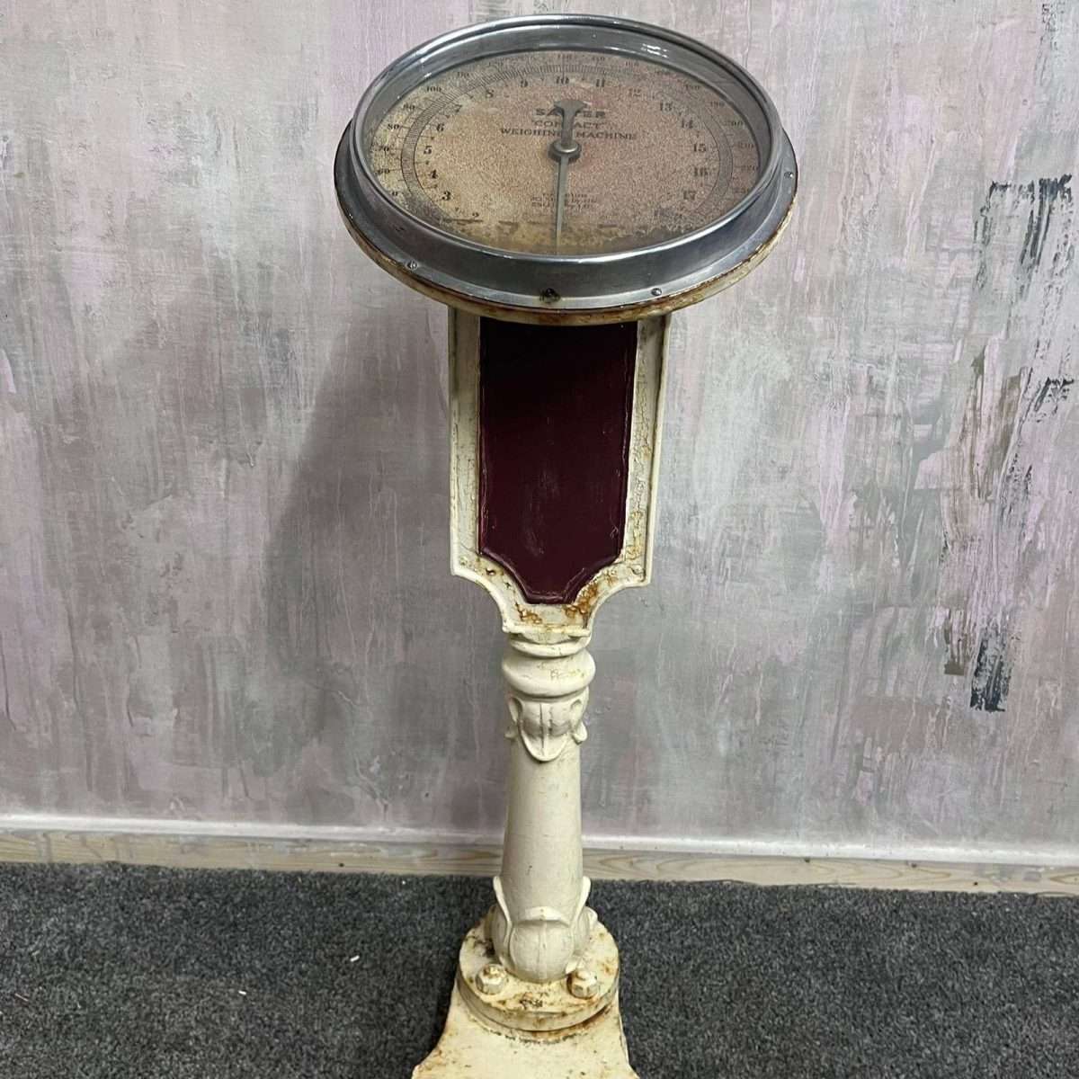 Vintage Salter Model 218 Iron Shop Scales Cream Great Rusted Patina