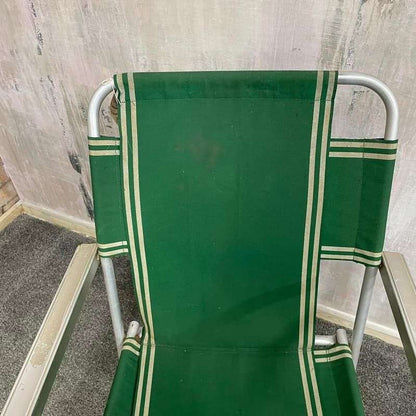 Vintage Retro Aluminium Framed Garden Chair Green Fabric