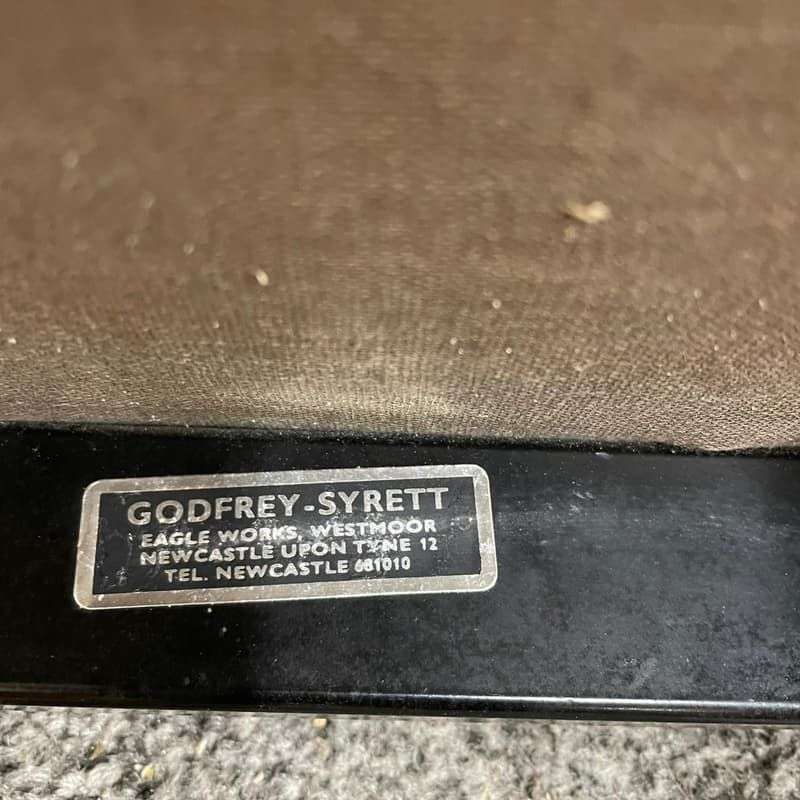 Pair Retro Godfrey Syrett Office Dining Chairs Faux Leather Black Metal Legs