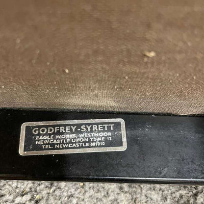 Pair Retro Godfrey Syrett Office Dining Chairs Faux Leather Black Metal Legs