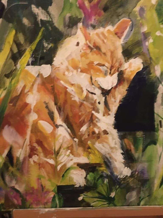 Ginger Cat - Oil or Acrylic On Canvas - Unknown Artist