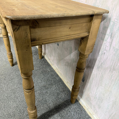 Early 20thC Beech Writing Desk Console Table Single Drawer Turned Legs