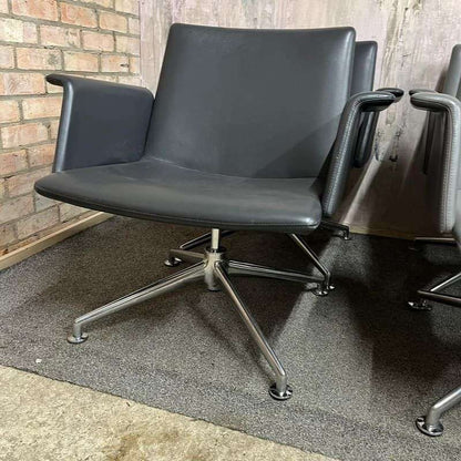 4x Brunner Conference Cafe Meeting Chair Grey And Graphite Chrome Star Base