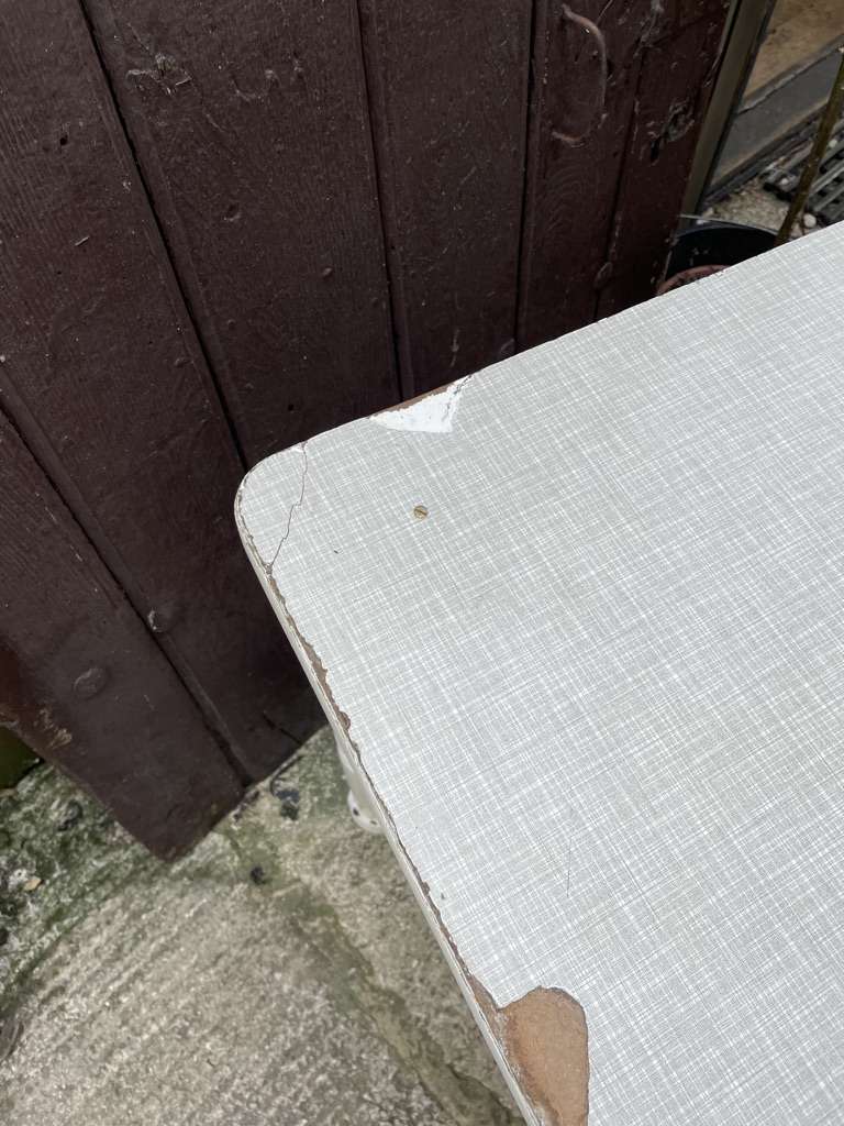 Vintage Melamine Topped Painted Kitchen Table Shabby Chic with Drawer