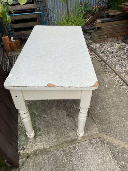 Vintage Melamine Topped Painted Kitchen Table Shabby Chic with Drawer