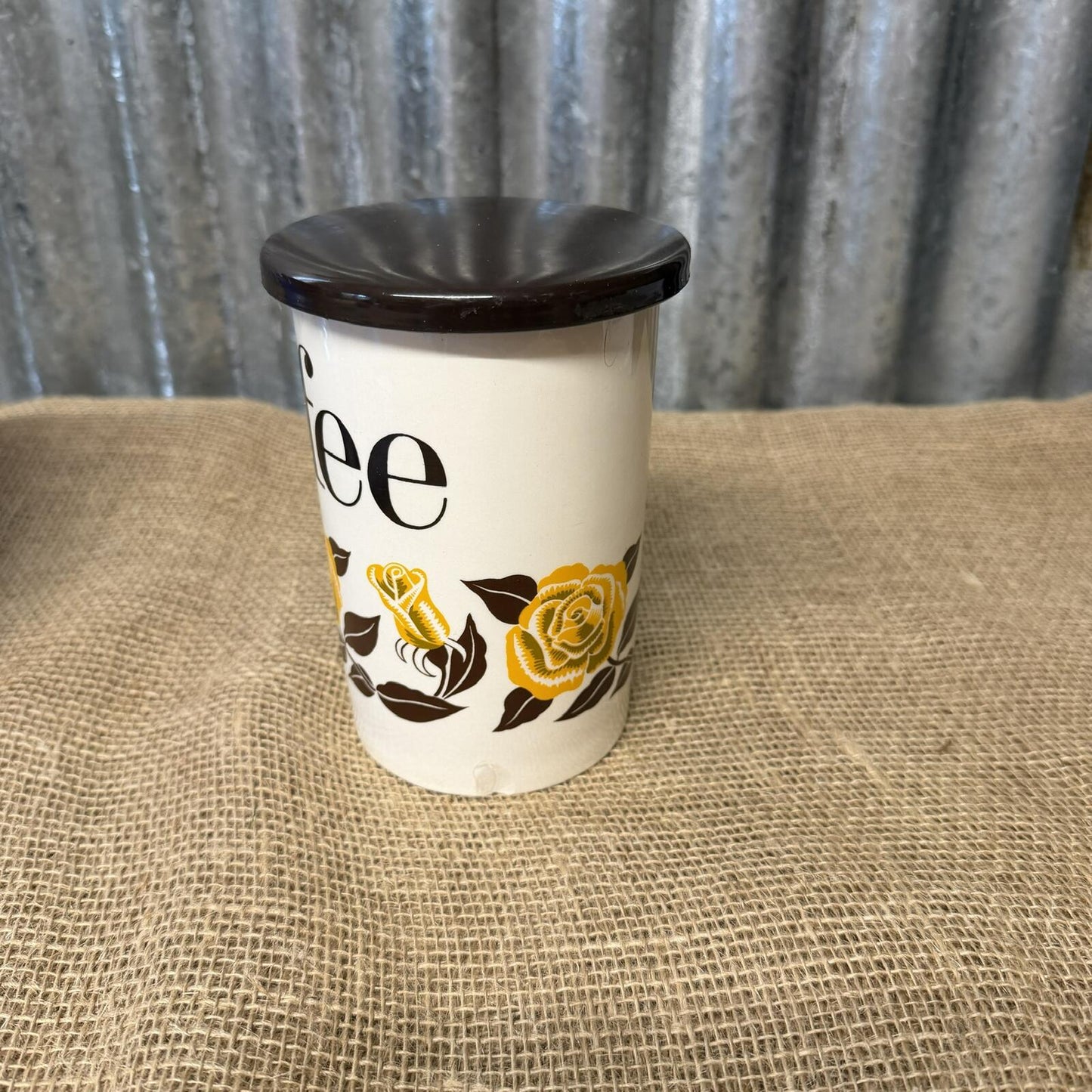 Vintage Crown Devon Coffee Storage Jar Mid Century Rose Design Kitchenalia