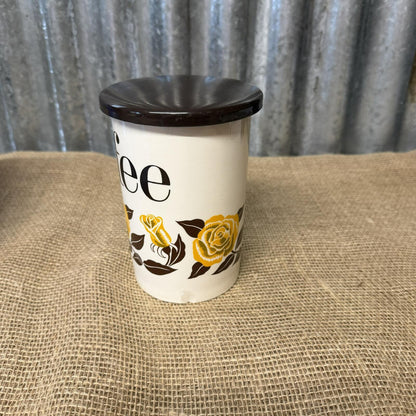 Vintage Crown Devon Coffee Storage Jar Mid Century Rose Design Kitchenalia