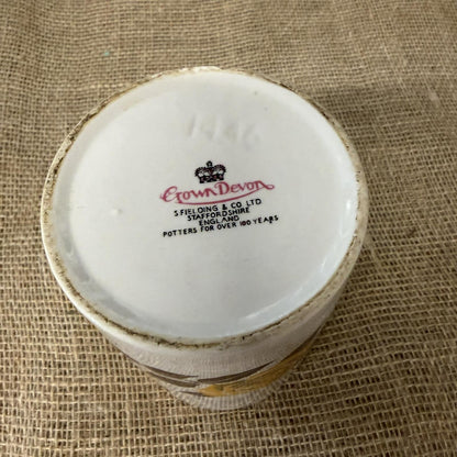 Vintage Crown Devon Coffee Storage Jar Mid Century Rose Design Kitchenalia