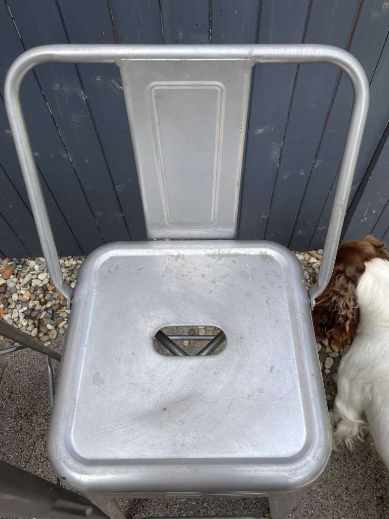 Pair Chrome Metal Bar Stools Handles Kitchen Dining Home Bar