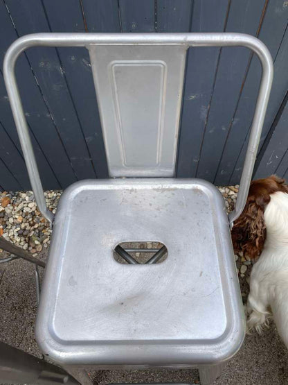 Pair Chrome Metal Bar Stools Handles Kitchen Dining Home Bar