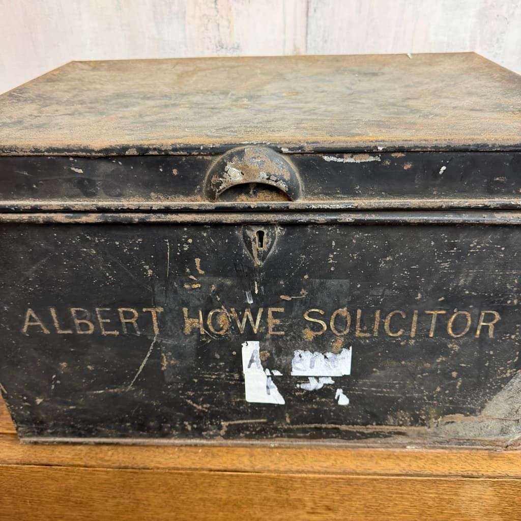 Vintage Solicitors Black Metal Deed Chest Side Handles Side Coffee Table Toys