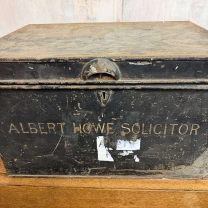 Vintage Solicitors Black Metal Deed Chest Side Handles Side Coffee Table Toys