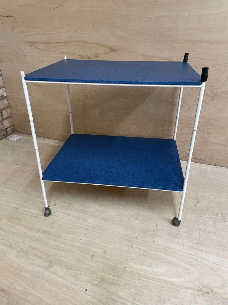 Vintage Retro Mid-Century 2 Shelves Drinks Trolley Metal Frame Castors Shelves