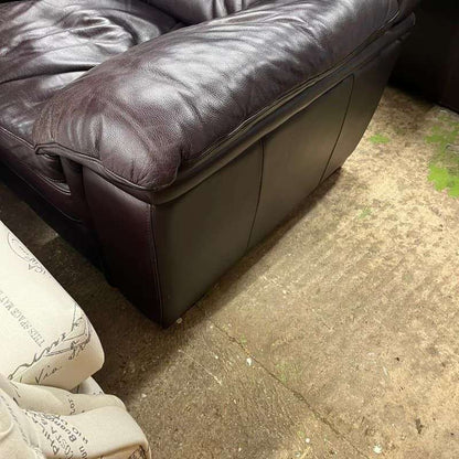 Pair Matching Large Leather Armchairs Dark Chocolate Colour Wide Arms Preloved