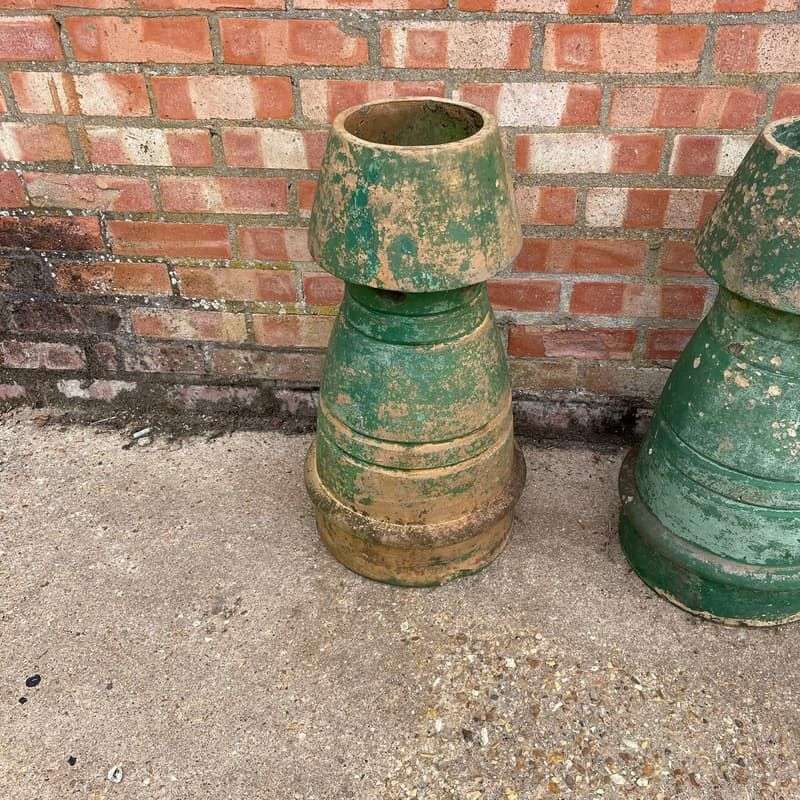 Vintage Early 20thC Stone Chimney Pots Planters Great Patina Aged