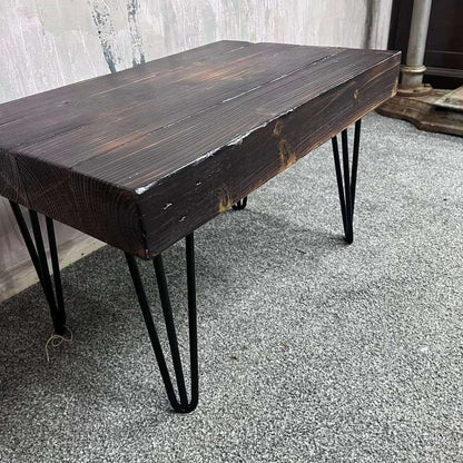 Rustic Wooden Small Side Table Seat Coffee Table Black Hairpin Legs