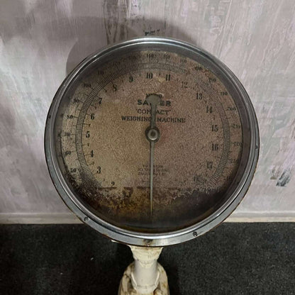 Vintage Salter Model 218 Iron Shop Scales Cream Great Rusted Patina