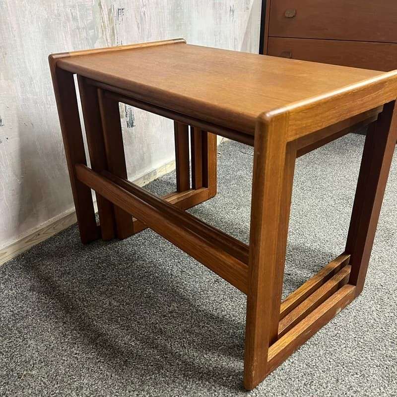 Mid Century Nest 3 Tables G Plan Style Rectangular Legs Danish Design