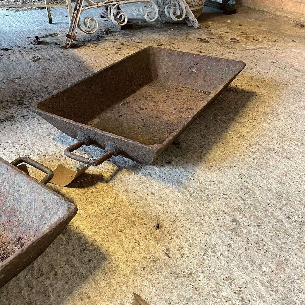 2 Cast Iron Heavy Trays Handles Great Patina Salvage