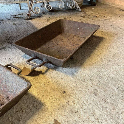 2 Cast Iron Heavy Trays Handles Great Patina Salvage