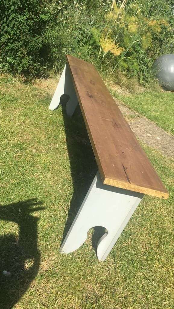 Rustic Painted Wooden Top High Bench Dining Conservatory Patio