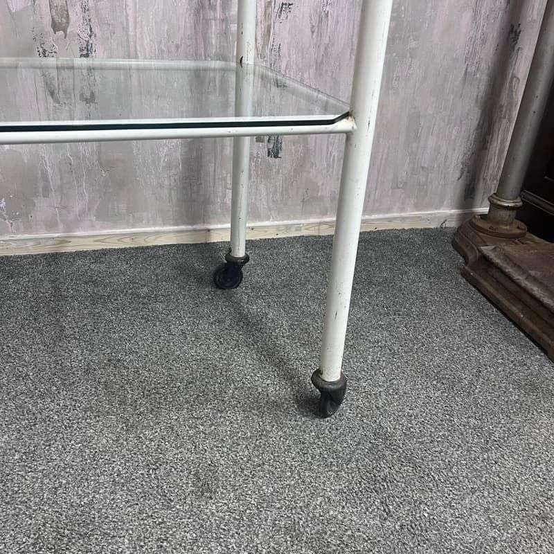 Vintage Metal Glass Medical 2 Tier Trolley Wheels Drinks Trolley Hospitality