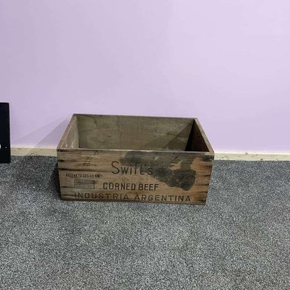Vintage Swifts Corned Beef Wooden Crate Storage Bedside Table