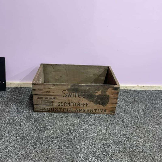 Vintage Swifts Corned Beef Wooden Crate Storage Bedside Table