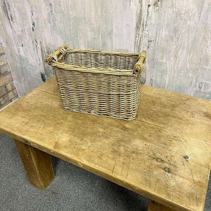 Cane Magazine Rack Bamboo Handles Internal Divide Storage