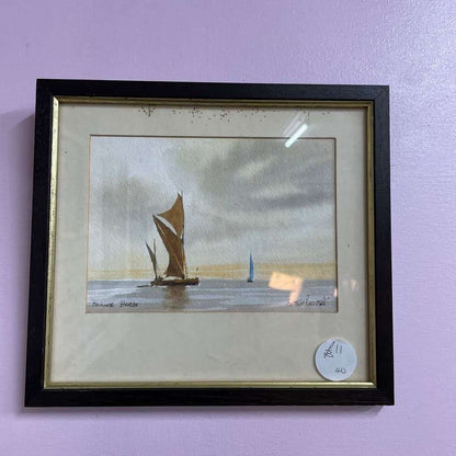Framed Signed Watercolour "Barge" Unknown Artist