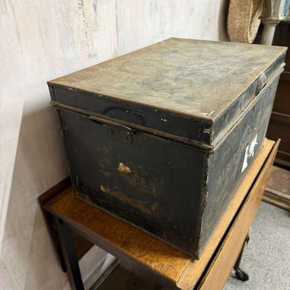 Vintage Solicitors Black Metal Deed Chest Side Handles Side Coffee Table Toys