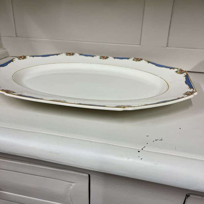 Floral &amp; Gold Oval Shaped Ceramic Platter Ivory Ware Made In England