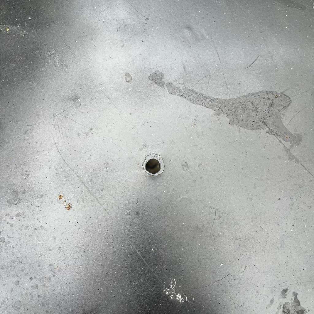 Black Metal Circular Garden Table Faded Clock Face Tripod Legs Ornate Shelf