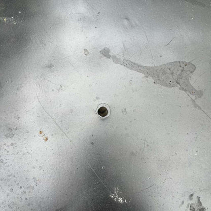 Black Metal Circular Garden Table Faded Clock Face Tripod Legs Ornate Shelf