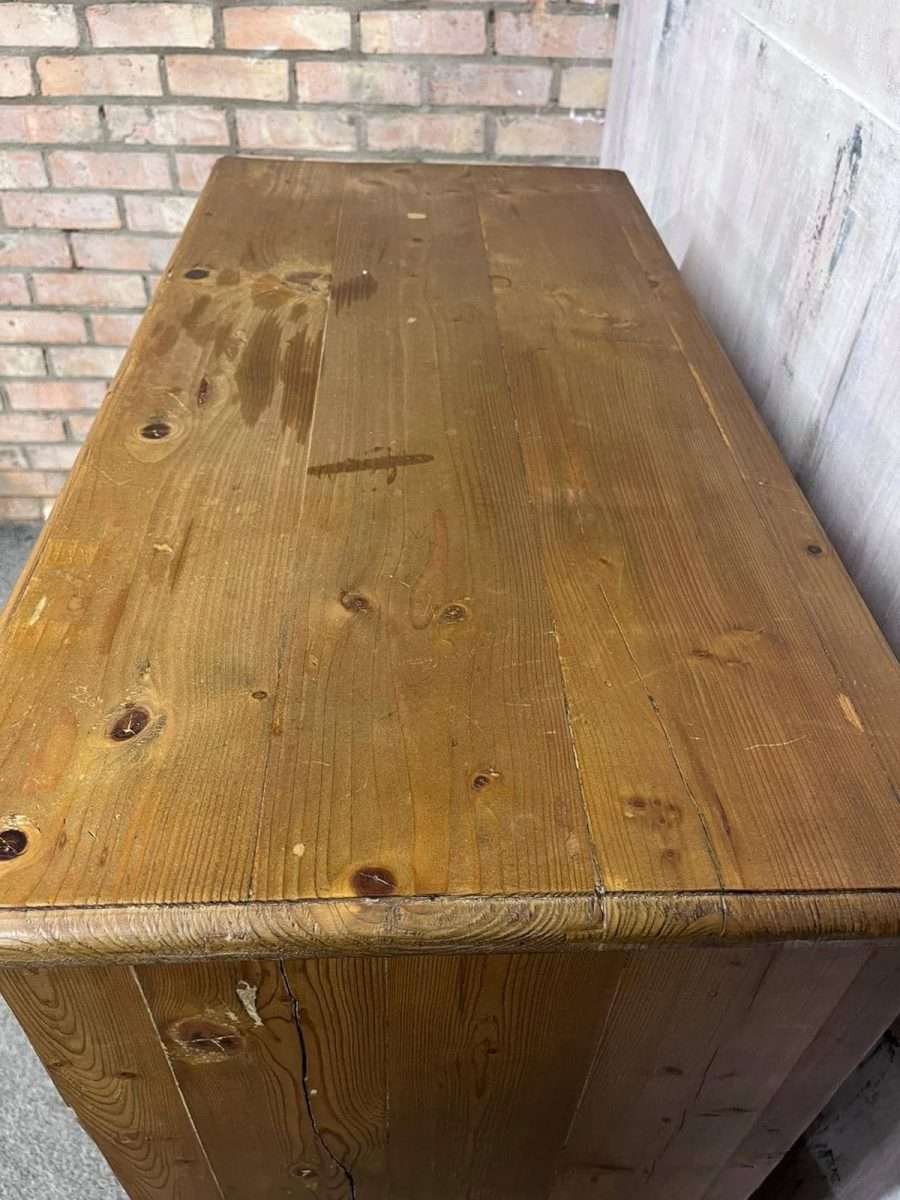 Vintage Pine Chest of 4 Deep Drawers Knob Handles Sturdy