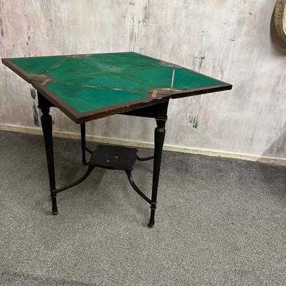 Antique Edwardian Envelope Card Table Felt Top Single Drawer Castors