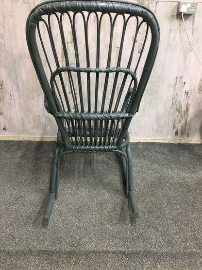 Painted Cane &amp; Bamboo Rocking Chair With Arms Foot Rest Farrow &amp; Ball Downpipe