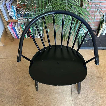 Vintage Danish Mid Century J64 Spindle Back Chair Ejvind Johansson Black Ash