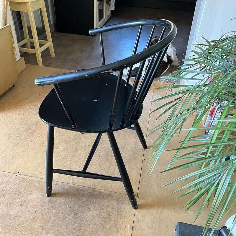 Vintage Danish Mid Century J64 Spindle Back Chair Ejvind Johansson Black Ash