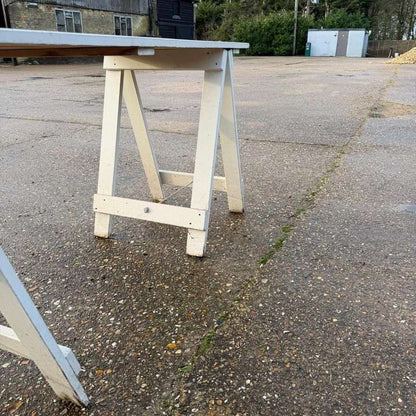 Rustic 3 Plank Wooden Trestle Kitchen Dining Table Shop Display Hospitality